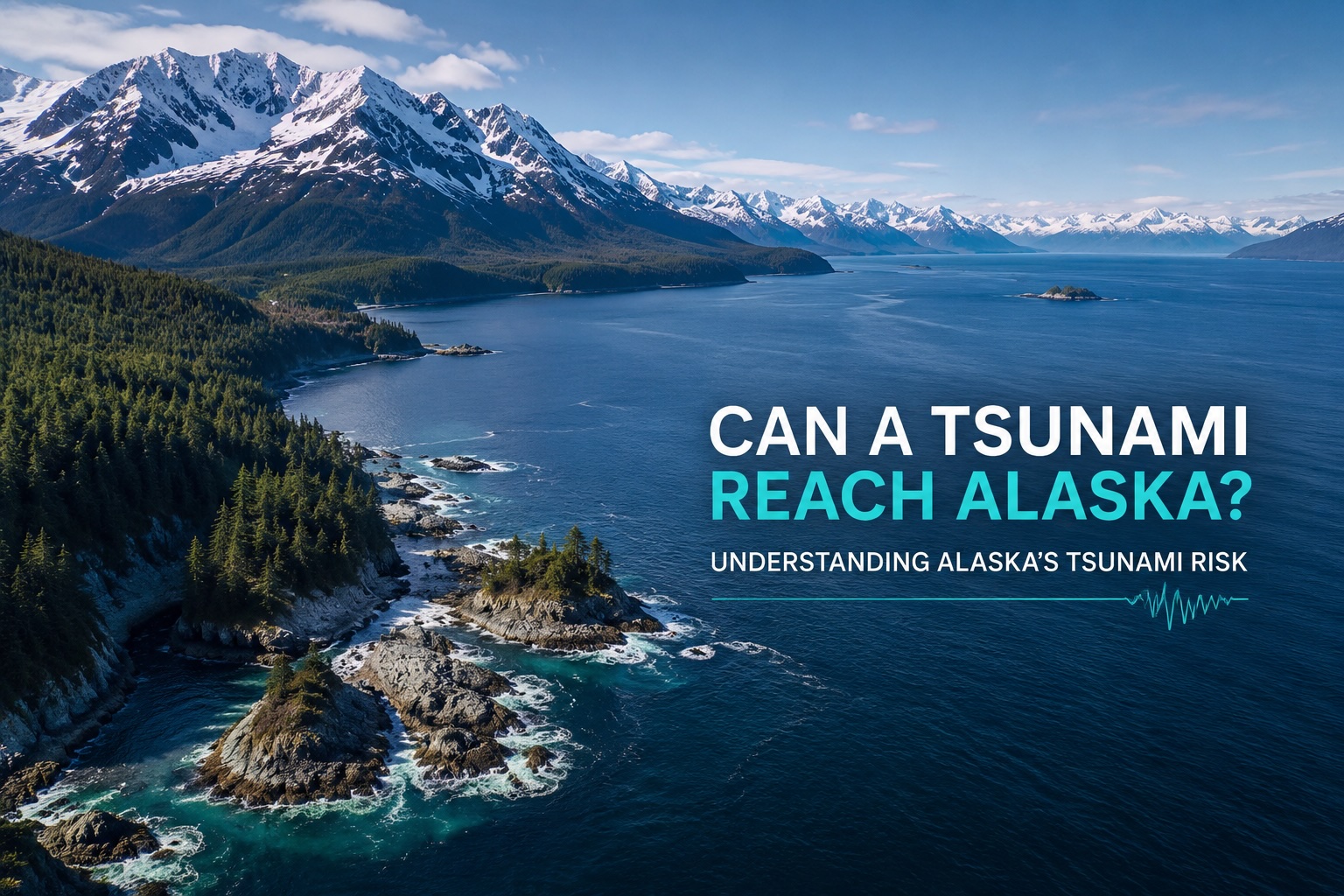Dramatic Alaskan coastline with rugged mountains, glaciers, and coastal fjords